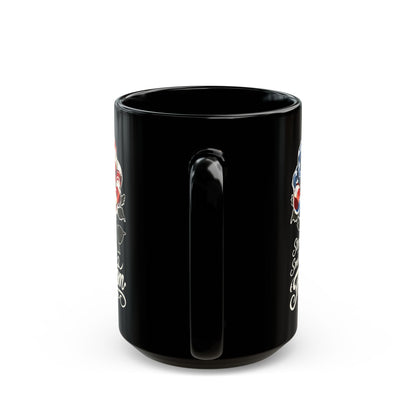Patriotic Rose Mug — "Stop and Smell The Freedom" Black Coffee Mug (11oz & 15oz)