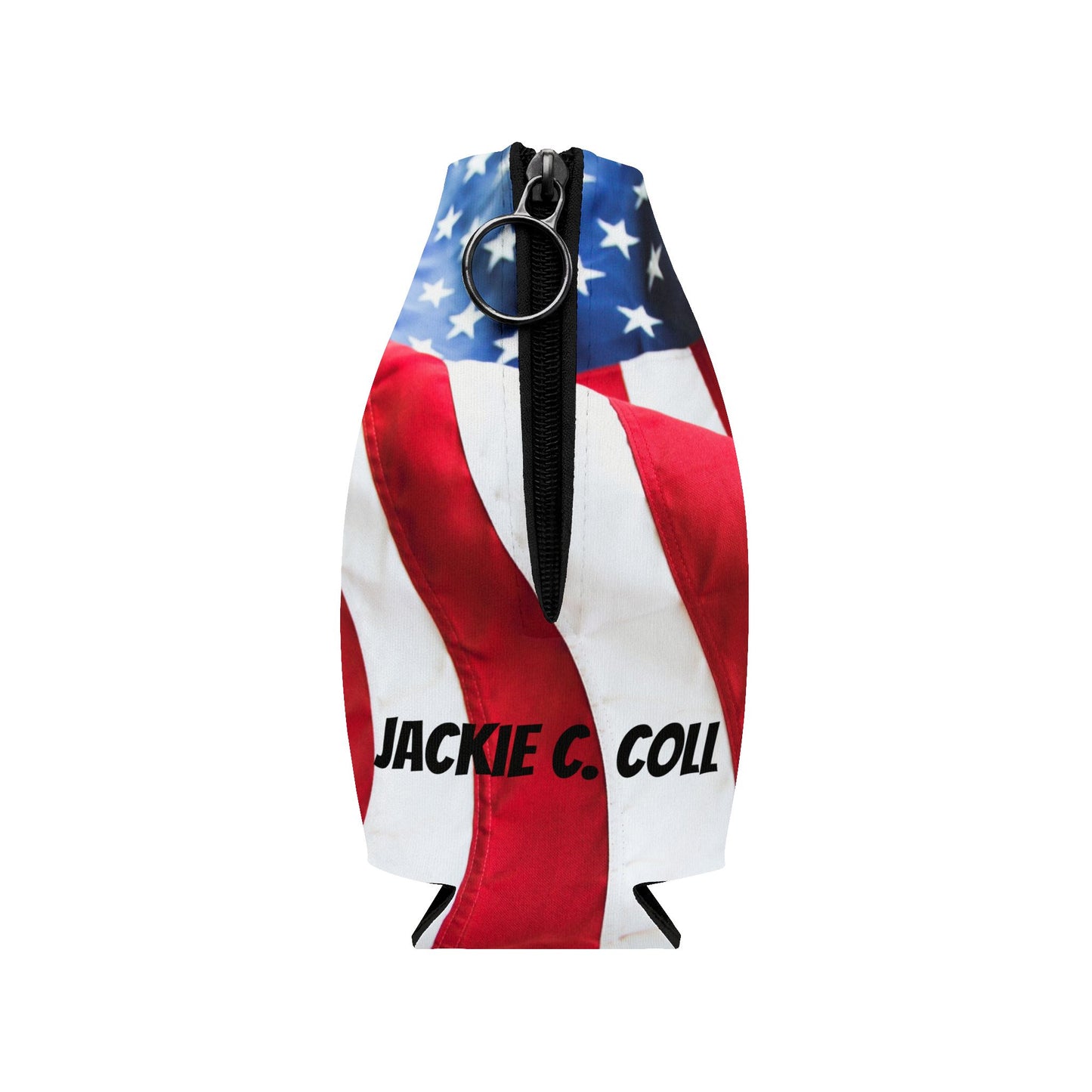 American Flag Rose Zip-Up Bottle Cooler Sleeve | Patriotic Stop and Smell The Freedom Can Cooler