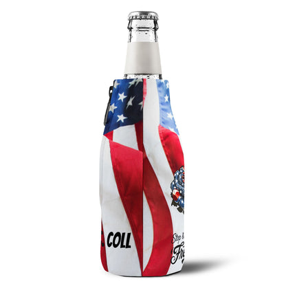 American Flag Rose Zip-Up Bottle Cooler Sleeve | Patriotic Stop and Smell The Freedom Can Cooler