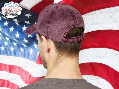 Vintage Embroidered Freedom Cap — Distressed Baseball Hat with Floral Patriotic Rose "Stop and Smell The Freedom"