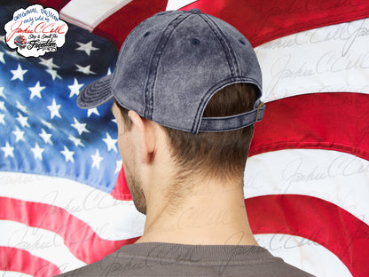 Vintage Embroidered Freedom Cap — Distressed Baseball Hat with Floral Patriotic Rose "Stop and Smell The Freedom"