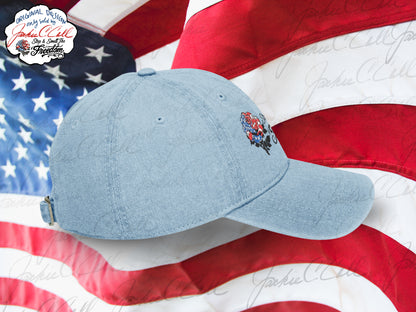 Stop and Smell The Freedom - Embroidered Patriotic Floral Light Denim Hat