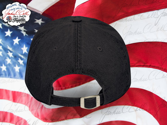 Stop and Smell The Freedom - Embroidered Patriotic Floral Dark Denim Blue or Black Denim Hat
