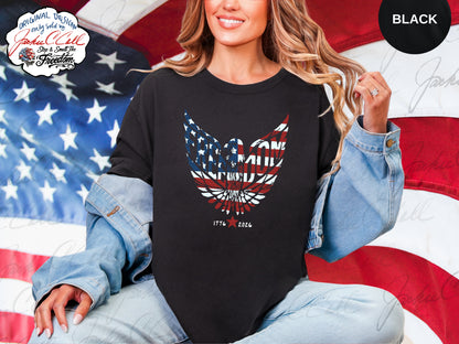 American Flag Freedom Eagle T-Shirt — Patriotic 1776-2026 Graphic 250th Anniversary Tee
