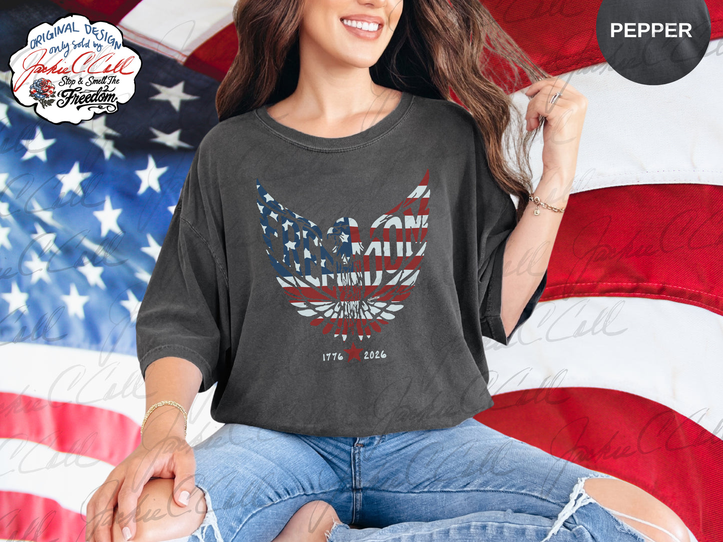 American Flag Freedom Eagle T-Shirt — Patriotic 1776-2026 Graphic 250th Anniversary Tee