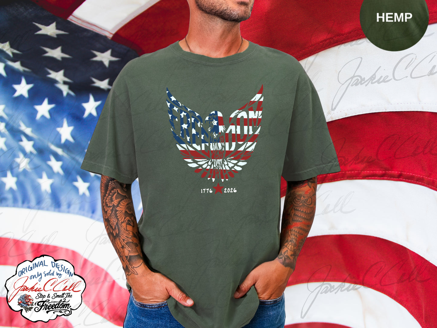 American Flag Freedom Eagle T-Shirt — Patriotic 1776-2026 Graphic 250th Anniversary Tee