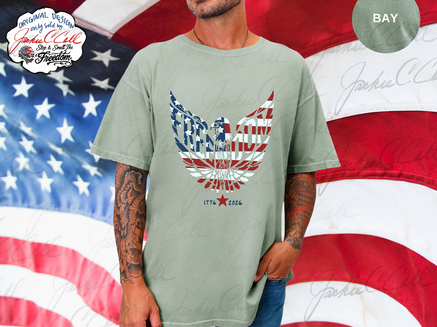 American Flag Freedom Eagle T-Shirt — Patriotic 1776-2026 Graphic 250th Anniversary Tee