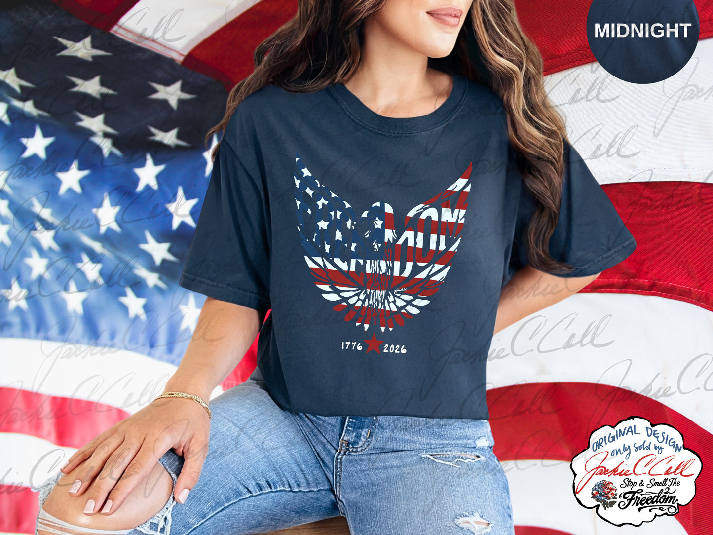 American Flag Freedom Eagle T-Shirt — Patriotic 1776-2026 Graphic 250th Anniversary Tee