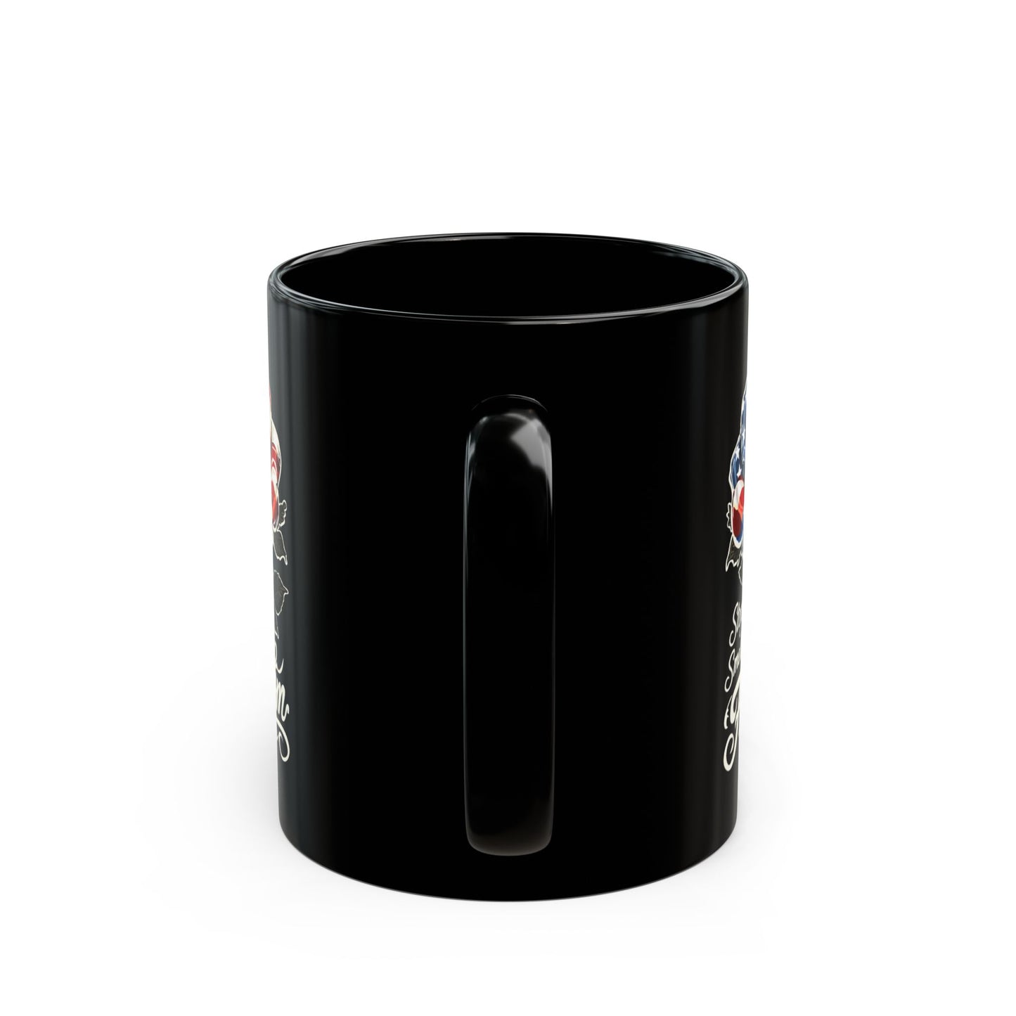 Patriotic Rose Mug — "Stop and Smell The Freedom" Black Coffee Mug (11oz & 15oz)